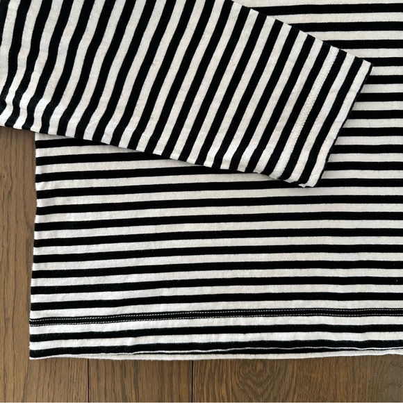 AYR Port Tee Cropped Long Sleeve Crew Neck T-Shirt Black and White Stripe Large - Picture 3 of 8